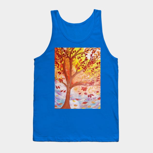 Windy Day Fall Leaves Tank Top by Oregon333